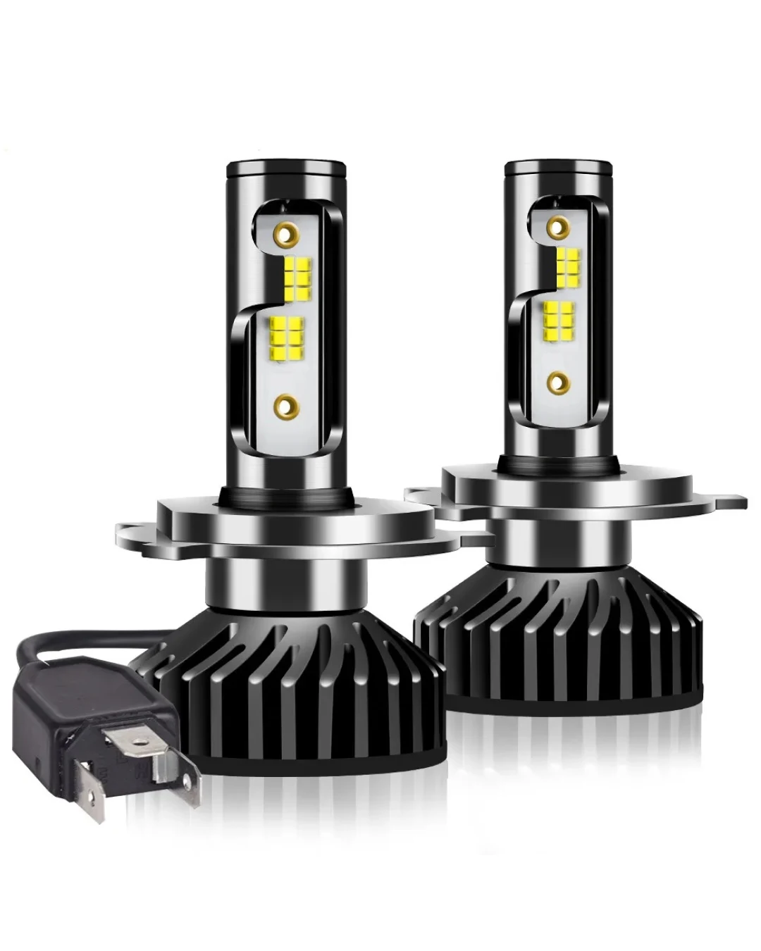 Комплект Умалени Мини LED Диодни Крушки H4 12V 50W 12000lm Mono LED +300% За Фарове Canbus без грешки къси/дълги