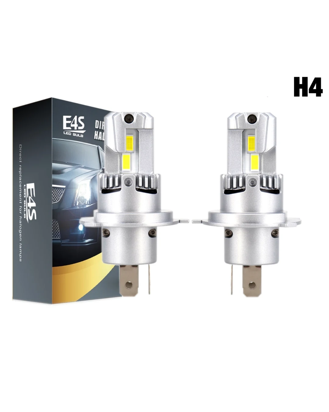 Комплект Умалени Мини LED Крушки E4P H4 12V 50W 15000lm Canbus къси/дълги