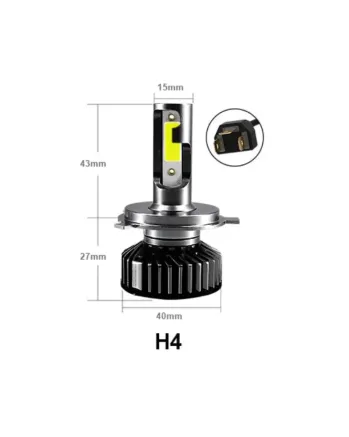 Комплект Умалени Мини LED Крушки H4 12V 24V 72W 10000lm За Фарове Can Bus без Грешки къси/дълги
