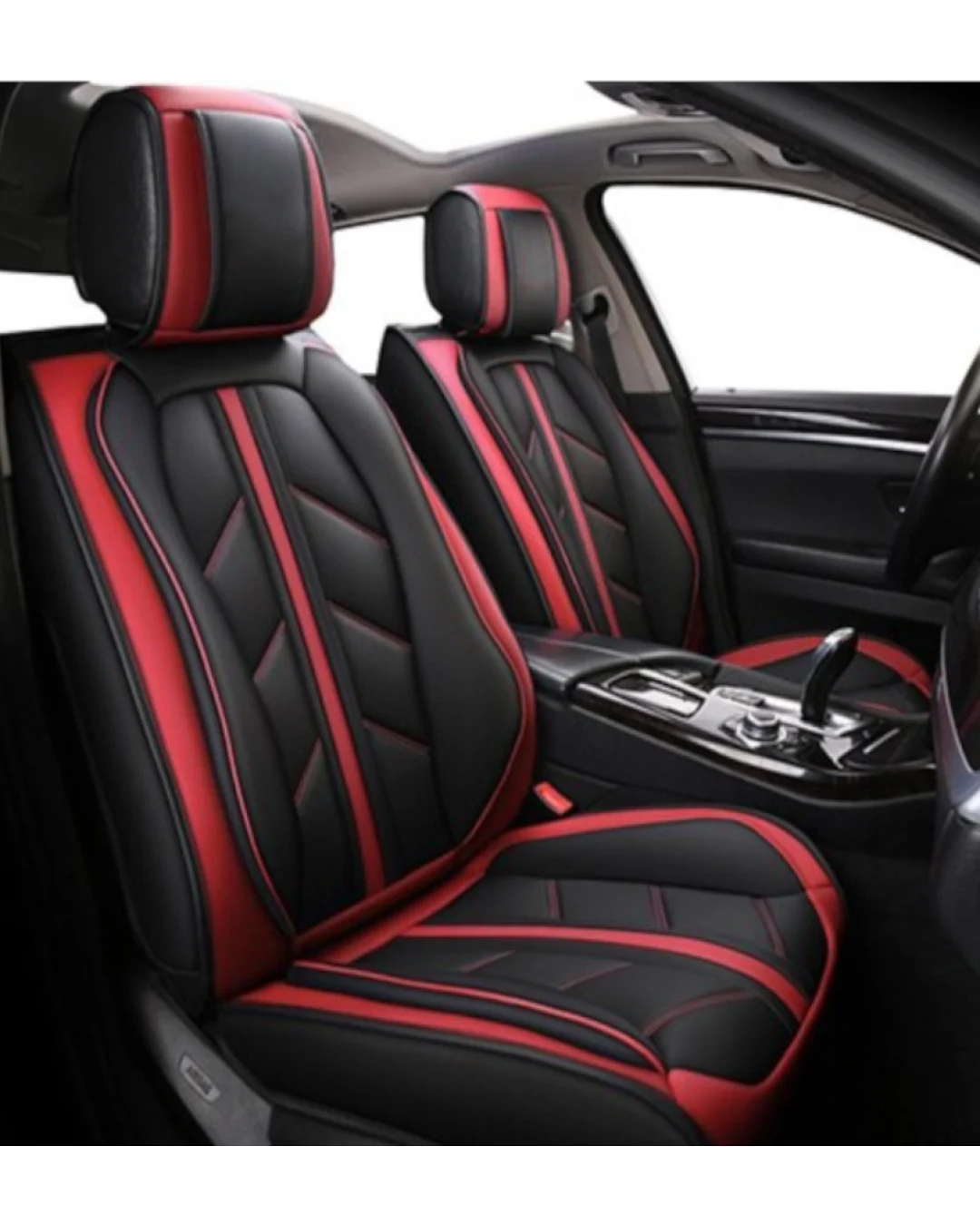 Комплект Универсална Авто Тапицерия, Еко Кожа, Лукс, Sport, Червено-Черно