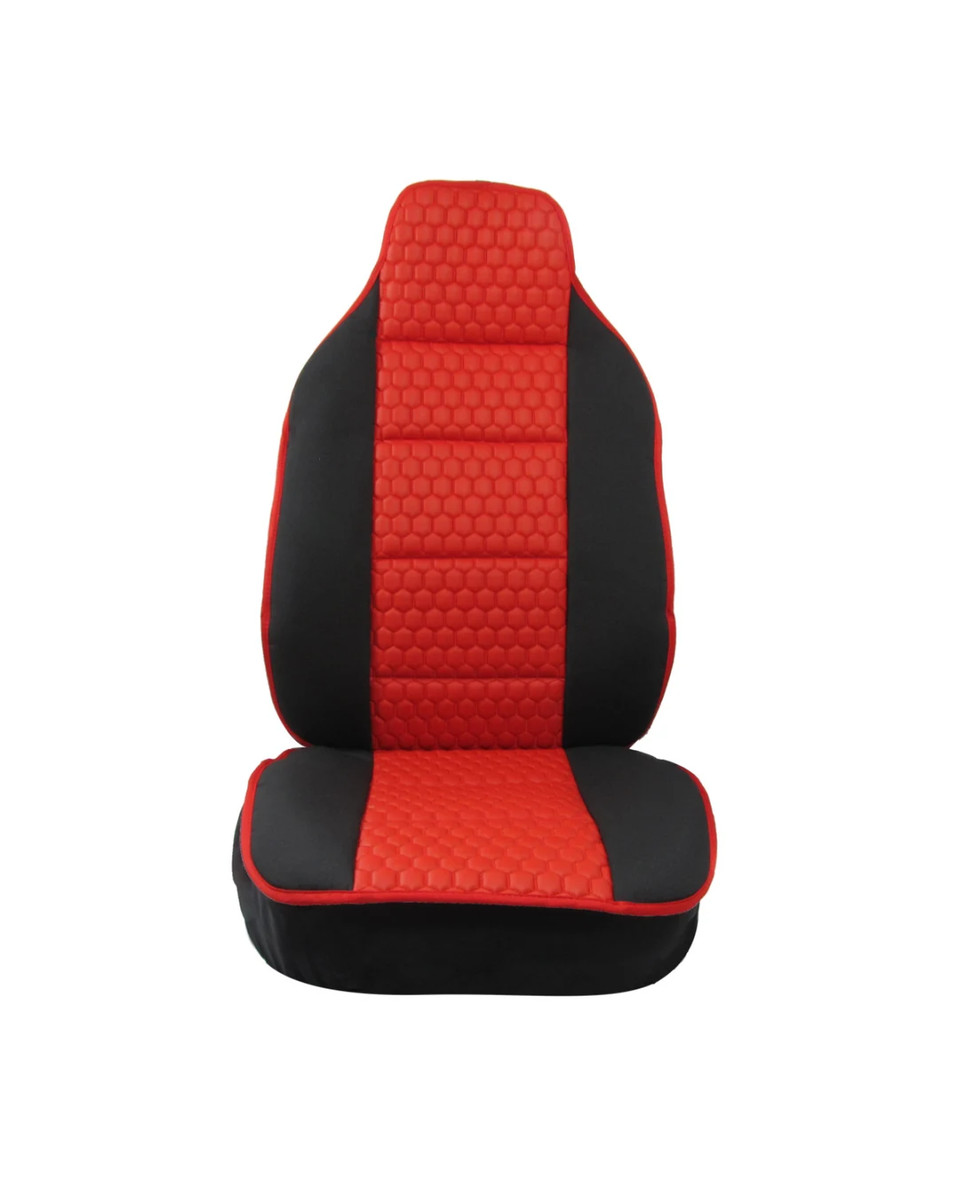 Комплект Универсална Тапицерия Тип Масажор 1+1 за Предни Седалки Лукс Черно - Червено, Еко Кожа