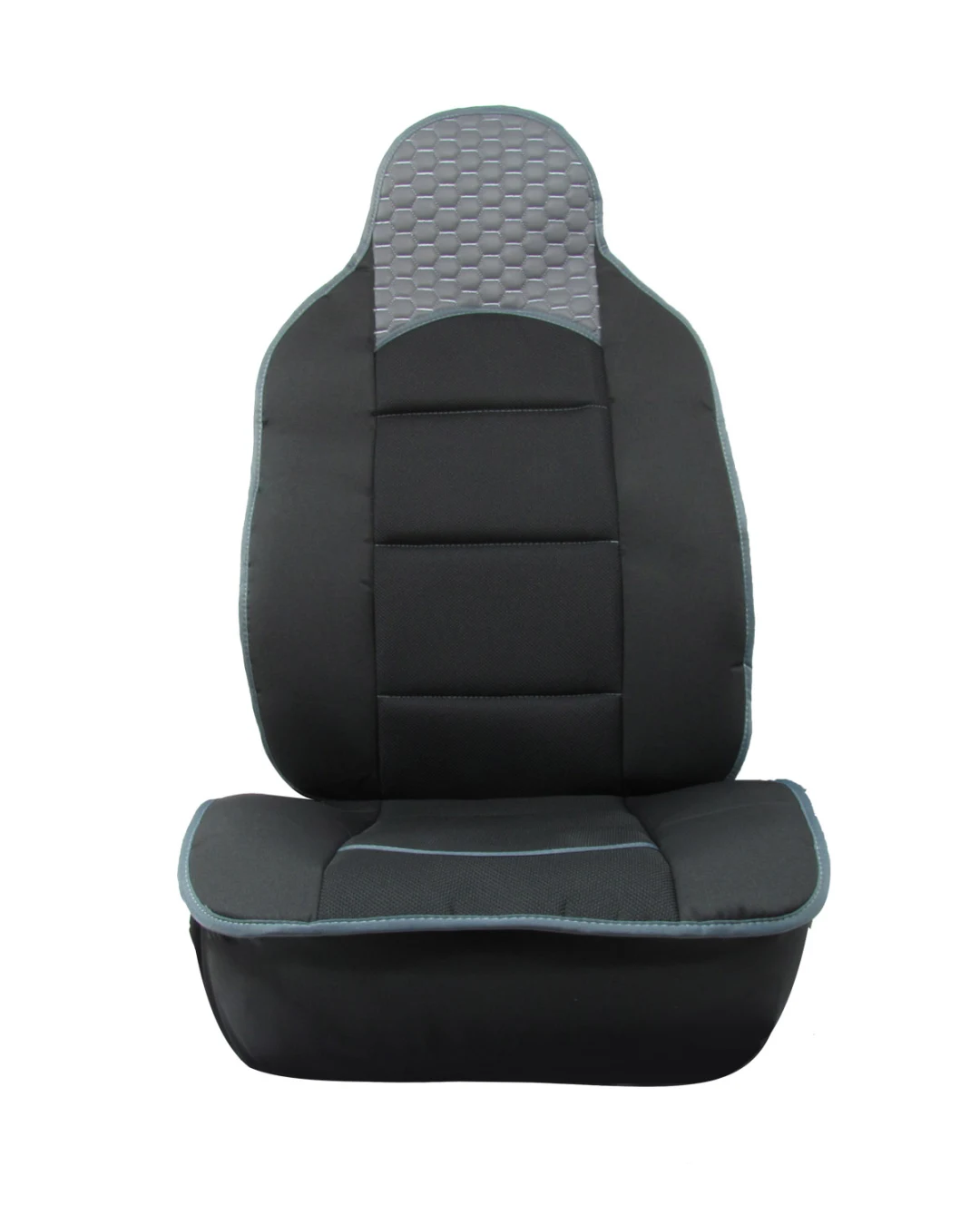 Комплект Универсална Тапицерия Тип Масажор 1+1 за Предни Седалки Лукс Черно-Сиво, Текстил и Еко Кожа