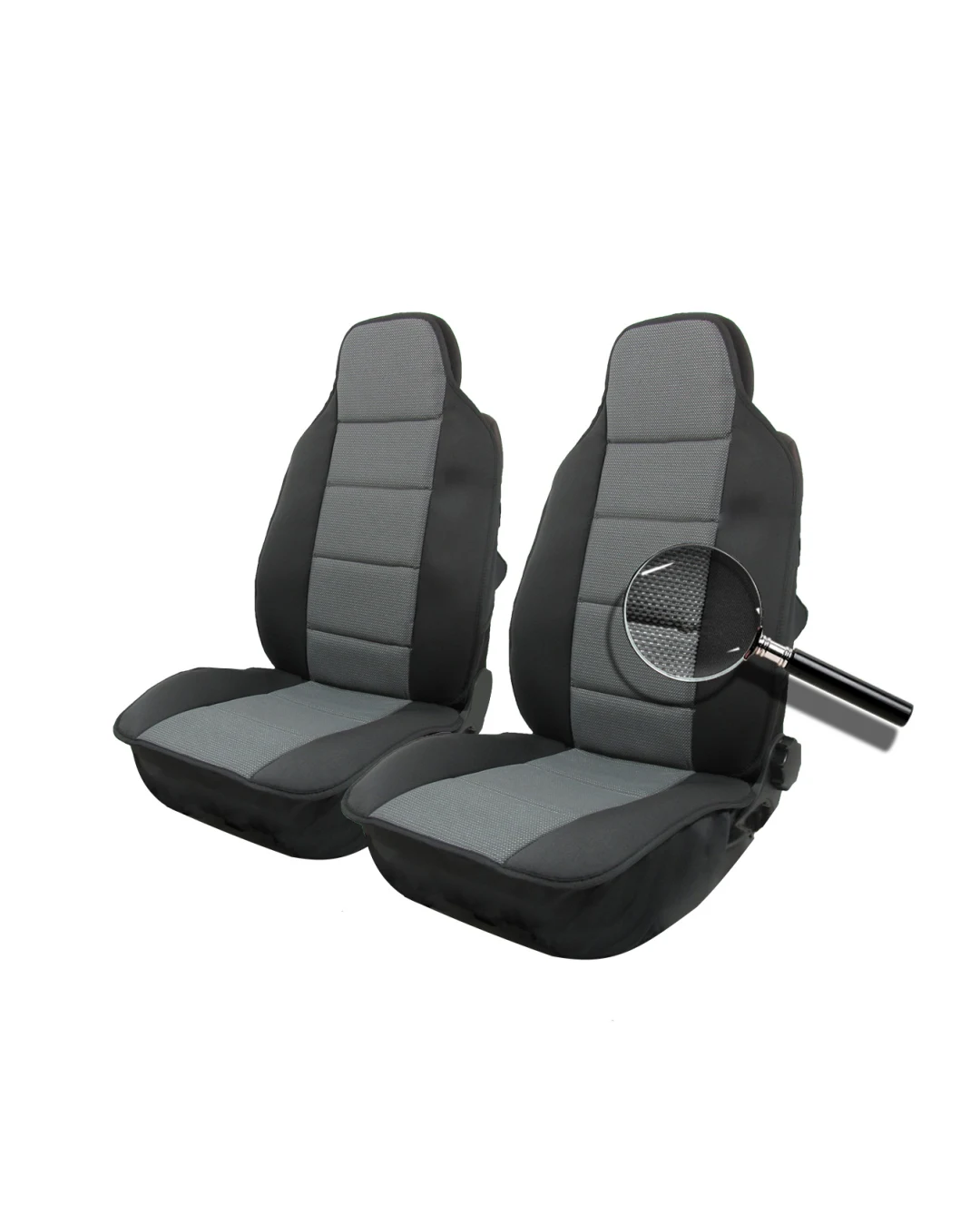 Комплект Универсална Тапицерия Тип Масажор 1+1 за Предни Седалки Лукс Сиво-Черно, Текстил