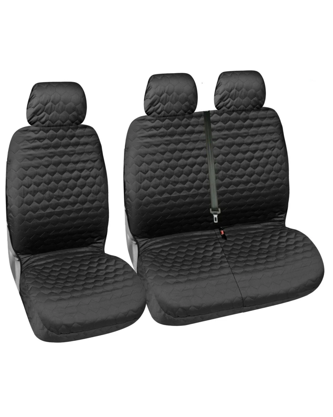 Комплект универсални 2+1 калъфи/тапицерия за бус - мек текстил - черни