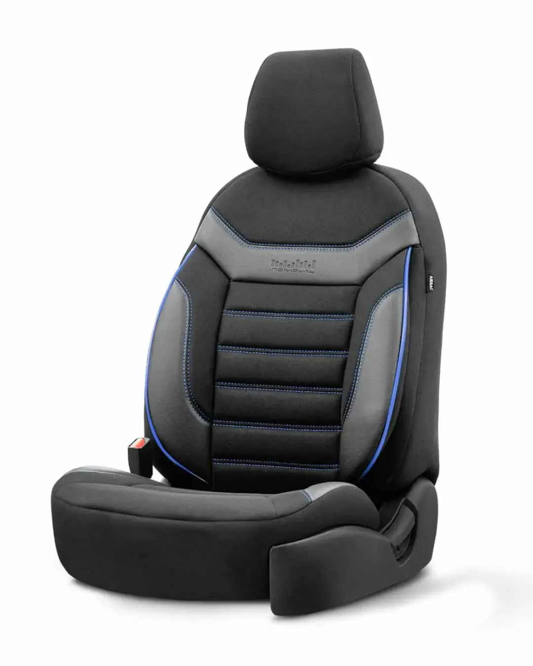 Комплект Универсални Калъфи за Седалки OTOM INDIVIDUAL Design (Черен Текстил и Еко Кожа със Син Шев)