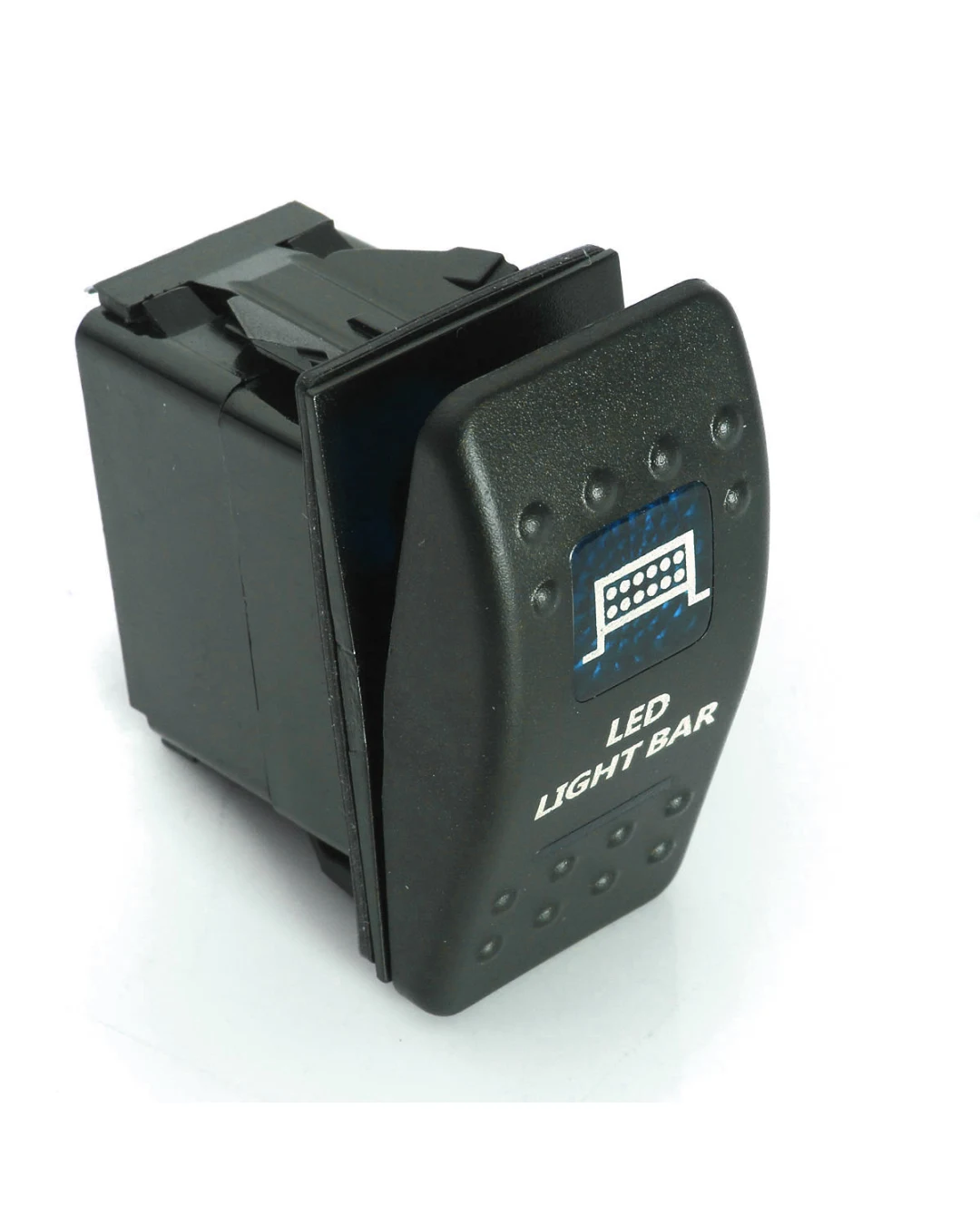 Копче, Бутон, За Вграждане, за LED Лед Бар, Халоген, Светлини, 12V - 24V, Надпис  LED LIGHT BAR , Синя Светлина