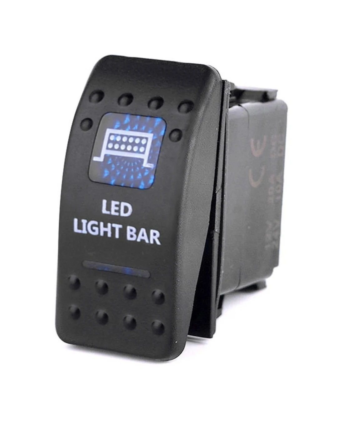 Копче, Бутон, За Вграждане, за LED Лед Бар, Халоген, Светлини, 12V - 24V, Надпис  LED LIGHT BAR , Синя Светлина