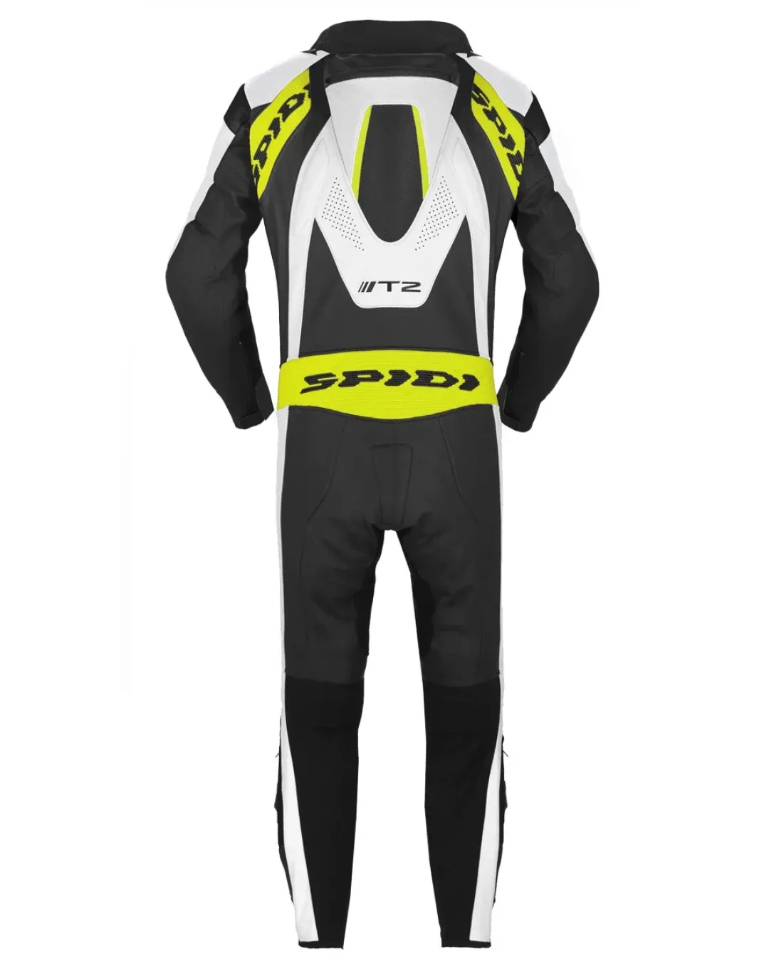 Кожен мото екип с гърбица SPIDI T-2 Neck Dps Airbag ACID GREEN/BLACK