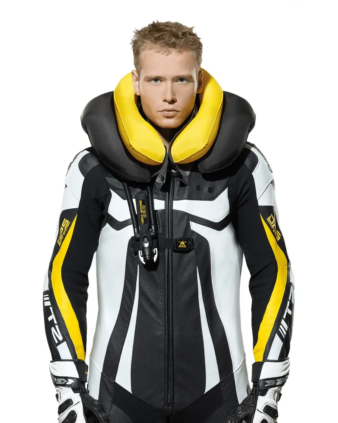 Кожен мото екип с гърбица SPIDI T-2 Neck Dps Airbag ACID GREEN/BLACK