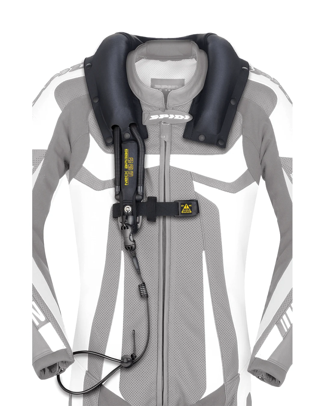 Кожен мото екип с гърбица SPIDI T-2 Neck Dps Airbag ACID GREEN/BLACK