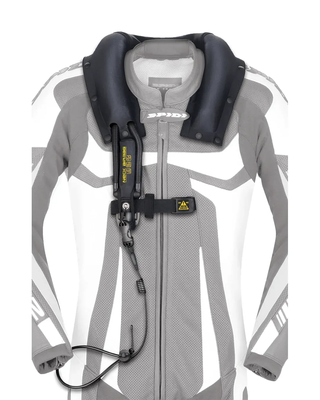 Кожен мото екип с гърбица SPIDI T-2 Neck Dps Airbag ACID GREEN/BLACK