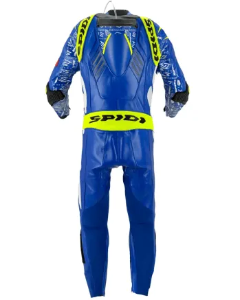 Кожен мото екип с гърбица SPIDI TRACK REPLICA EVO BLUE/YELLOW
