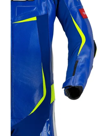 Кожен мото екип с гърбица SPIDI TRACK REPLICA EVO BLUE/YELLOW