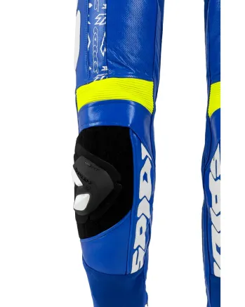 Кожен мото екип с гърбица SPIDI TRACK REPLICA EVO BLUE/YELLOW