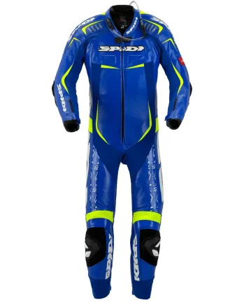 Кожен мото екип с гърбица SPIDI TRACK REPLICA EVO BLUE/YELLOW