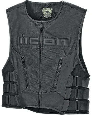 Кожен мото елек ICON VEST RED D3O