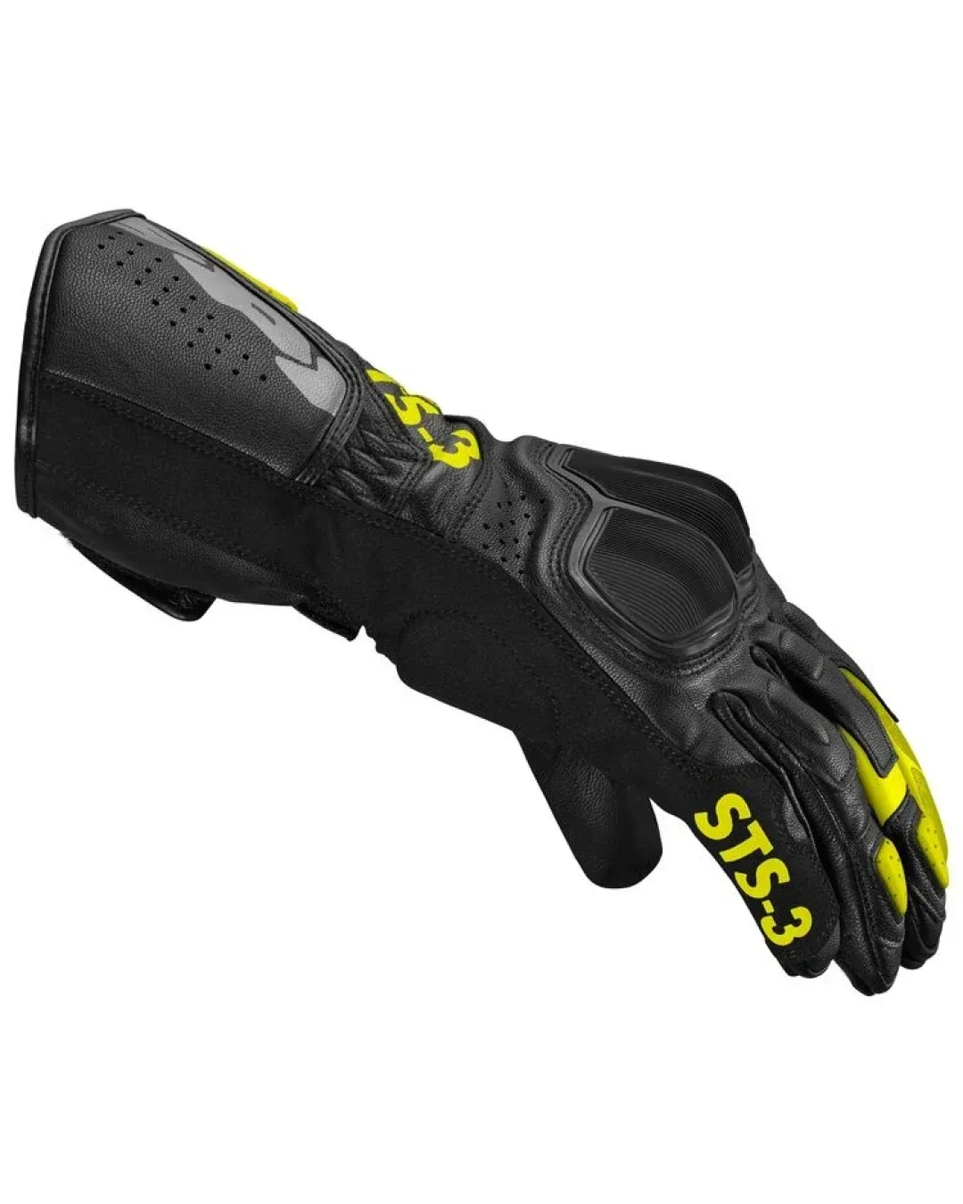 Кожени мото ръкавици SPIDI STS-3 BLACK/NEON YELLOW