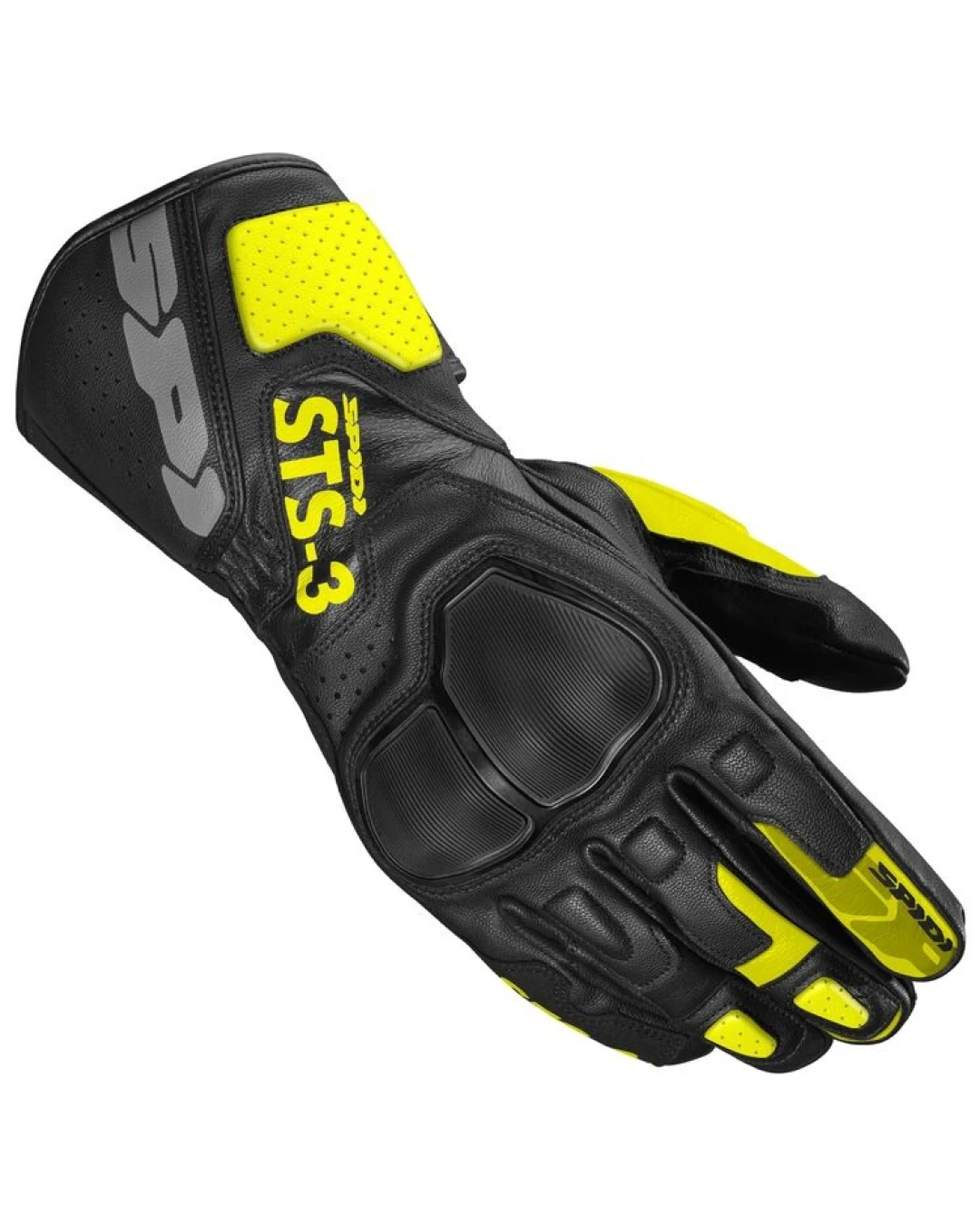 Кожени мото ръкавици SPIDI STS-3 BLACK/NEON YELLOW
