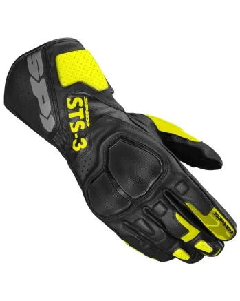 Кожени мото ръкавици SPIDI STS-3 BLACK/NEON YELLOW