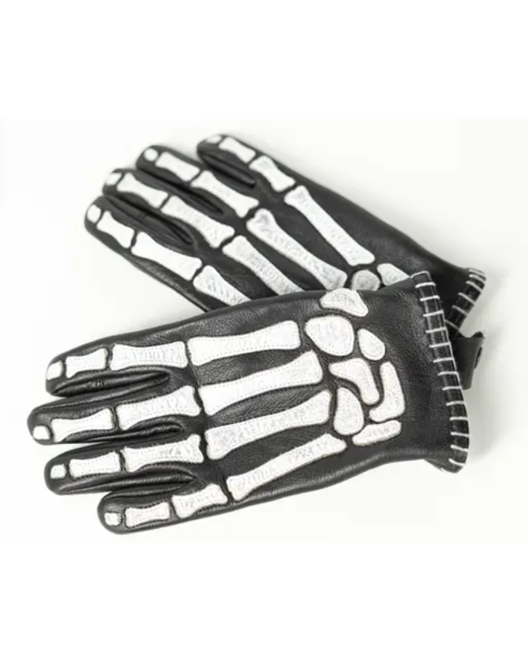 Кожени ръкавици JOHN DOE SKELETOR LEATHER BLACK/WHITE
