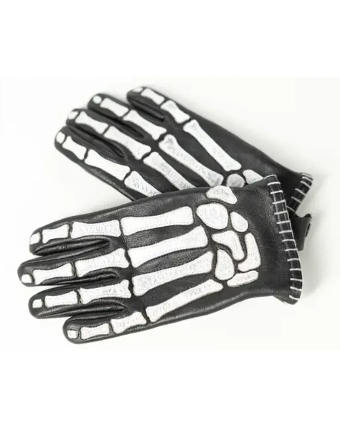 Кожени ръкавици JOHN DOE SKELETOR LEATHER BLACK/WHITE