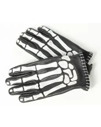 Кожени ръкавици JOHN DOE SKELETOR LEATHER BLACK/WHITE