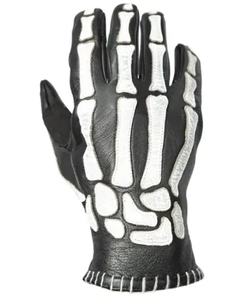 Кожени ръкавици JOHN DOE SKELETOR LEATHER BLACK/WHITE