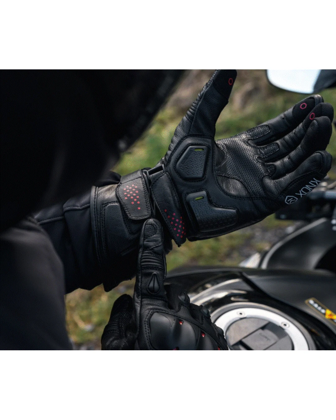 Кожени ръкавици KNOX Oulton MK2 – Black/Red