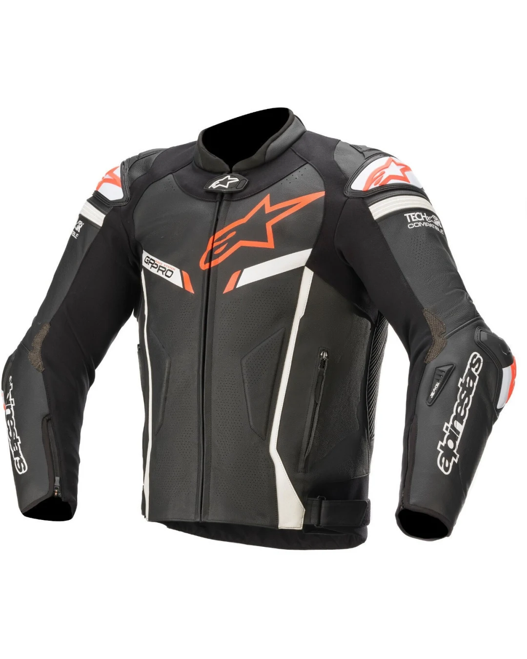 Кожено мото яке ALPINESTARS GP PRO V2 TECH-AIR BLACK/WHITE/FLUO RED