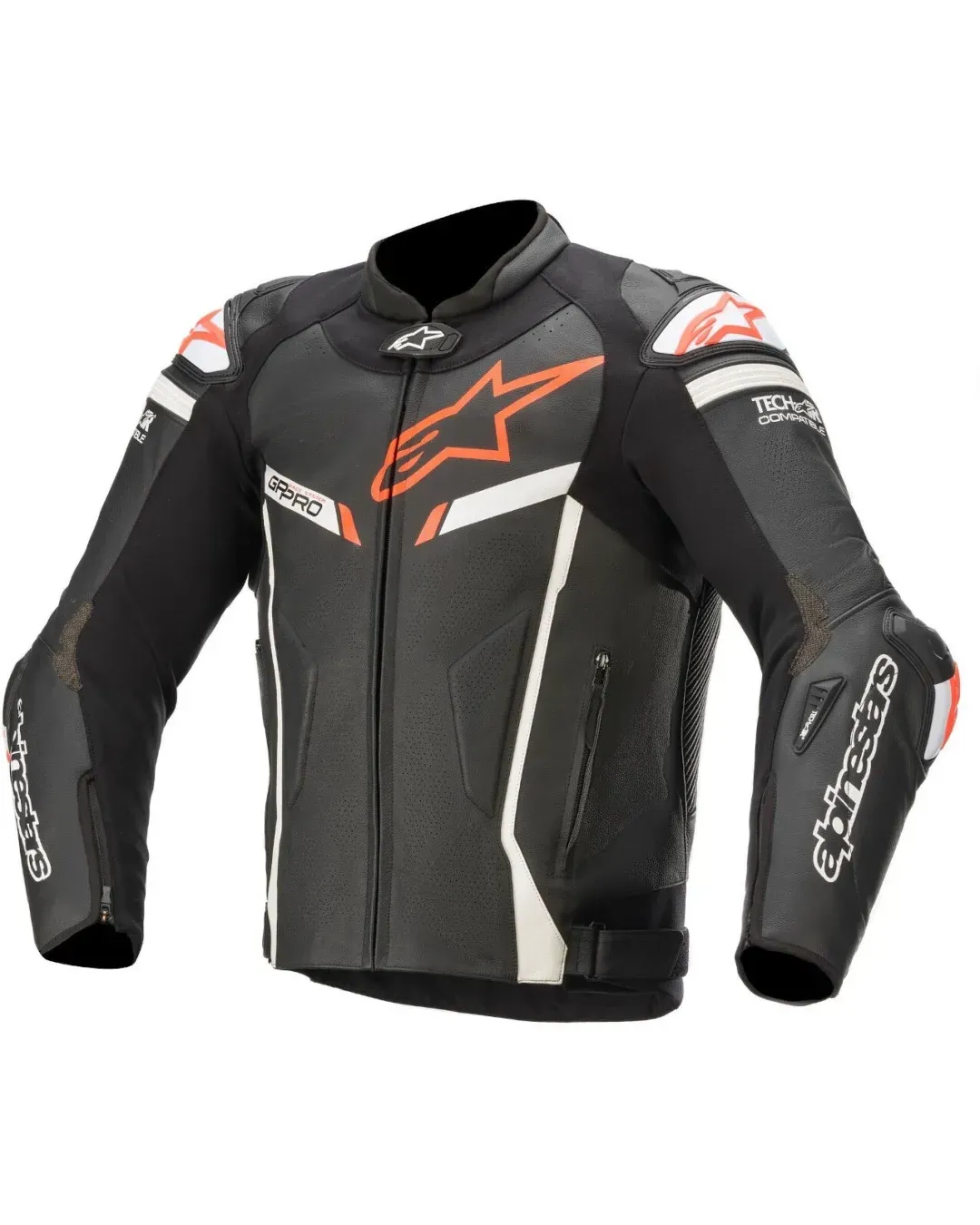 Кожено мото яке ALPINESTARS GP PRO V2 TECH-AIR BLACK/WHITE/FLUO RED