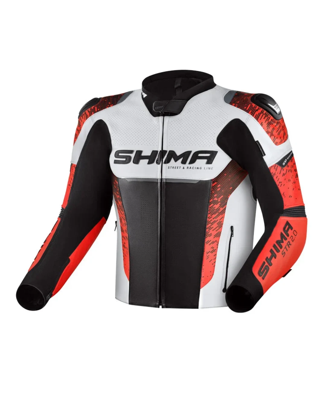 Кожено мото яке SHIMA STR 2.0 RED FLUO