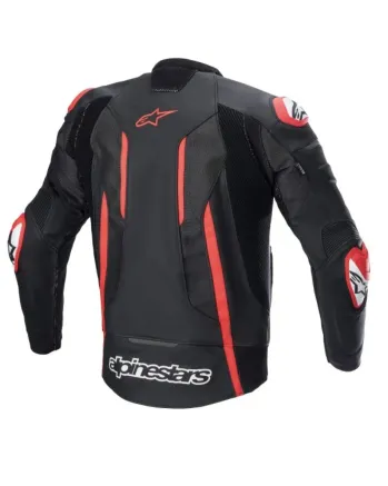Кожено яке ALPINESTARS FUSION BLACK/FLUO RED