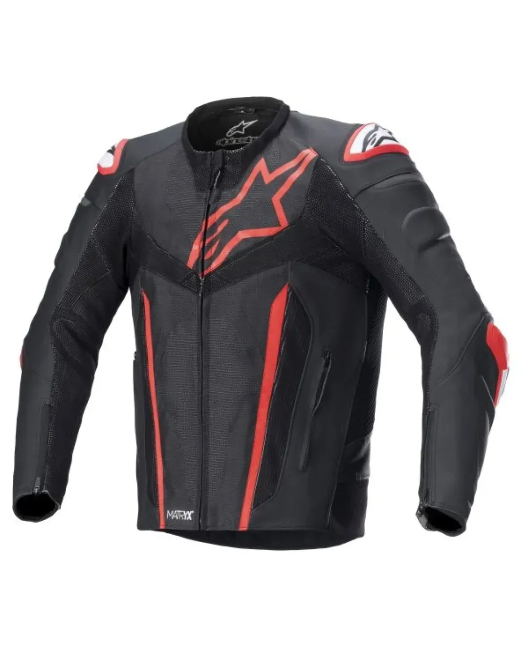 Кожено яке ALPINESTARS FUSION BLACK/FLUO RED