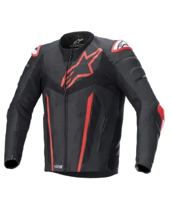 Кожено яке ALPINESTARS FUSION BLACK/FLUO RED