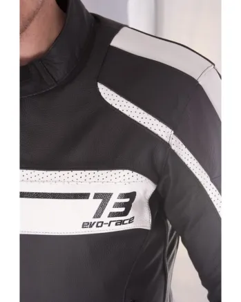 Кожено яке за мотор A-PRO SBK WHITE
