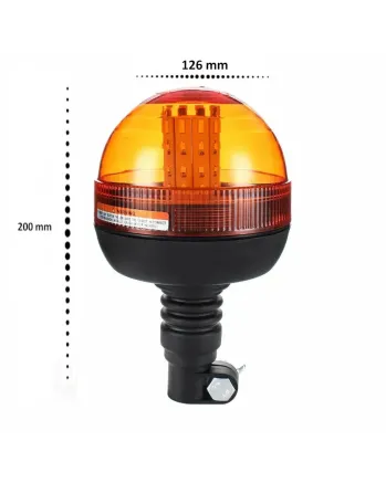 LED Аварийна, Сигнална Лампа, 40 Диода, 3 Режима На Светлина, Маяк, Буркан, Оранжева, Жълта, 12V - 24V, Е-Mark E9