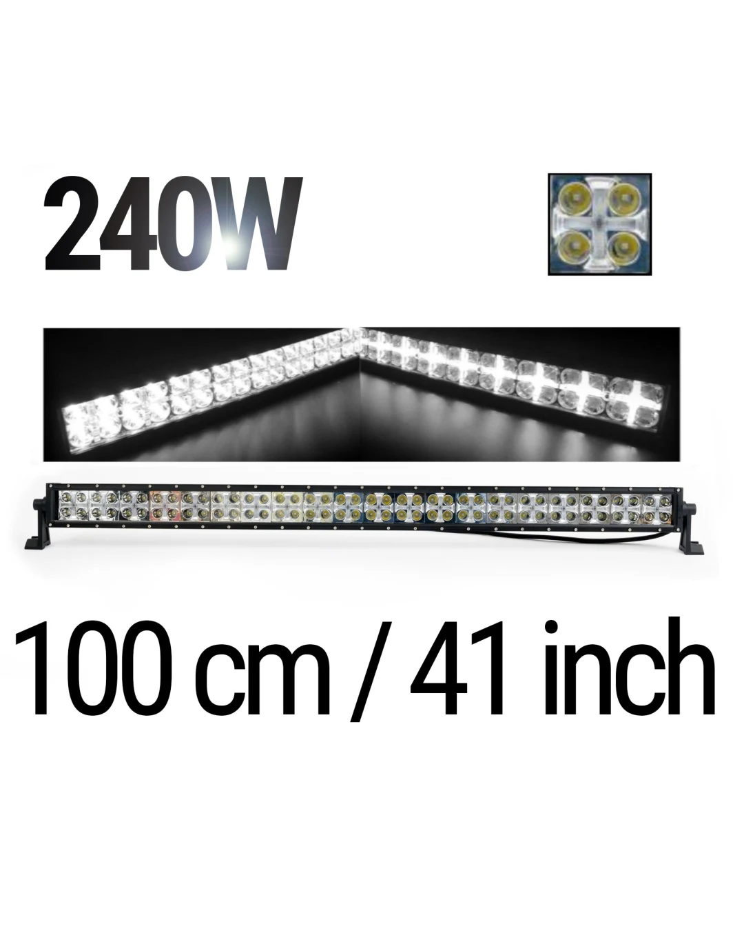 LED Bar 100 см – ЛЕД Диоден Бар Прожектор с дневна светлина CROSS DRL 240W, 12V/24V с 2 режима на работа
