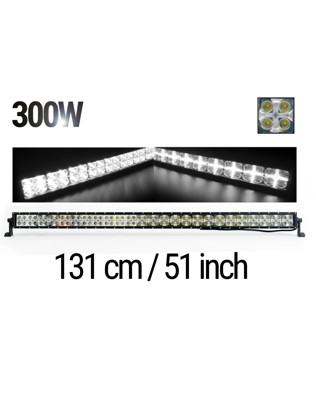 LED Bar 131 см – ЛЕД Диоден Бар Прожектор с дневна светлина CROSS DRL 300W, 12V/24V с 2 режима на работа