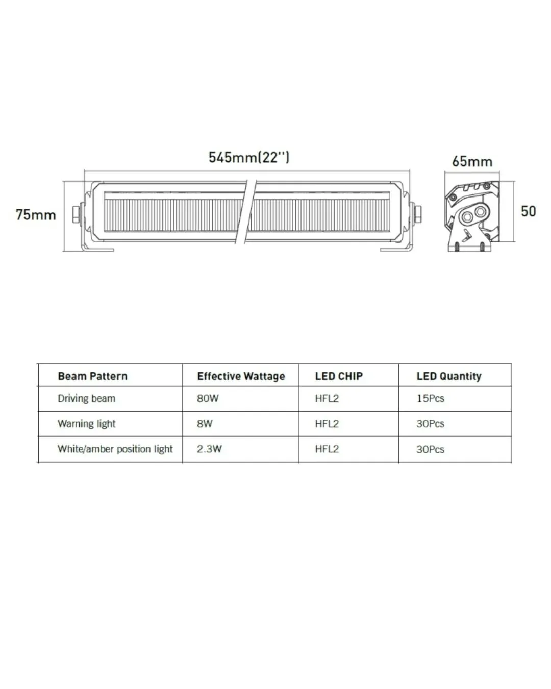 Led бар 55см 80W 4 в 1 DRL + Блиц IP69K