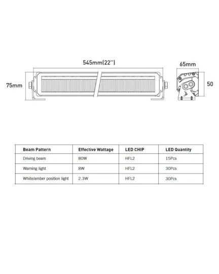 Led бар 55см 80W 4 в 1 DRL + Блиц IP69K