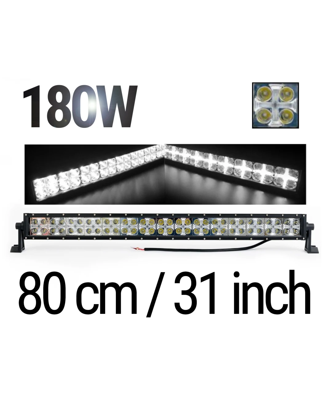 LED Bar 80 см – ЛЕД Диоден Бар Прожектор с дневна светлина CROSS DRL 180W, 12V/24V с 2 режима на работа
