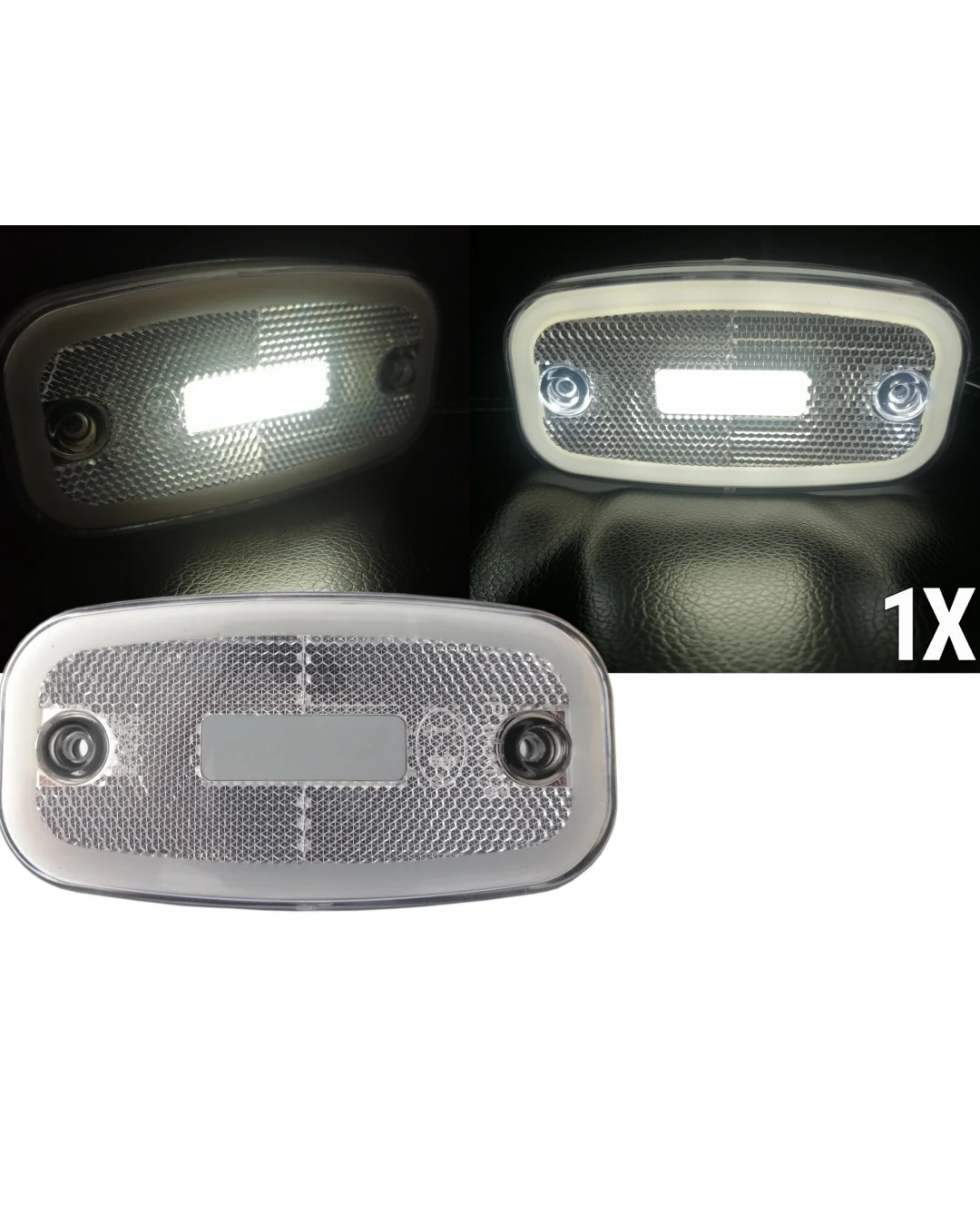 LED Бял Светодиоден Габарит Маткер Токос Неон Ефект, 122mm x 63mm , с Три Функции 12V-24V