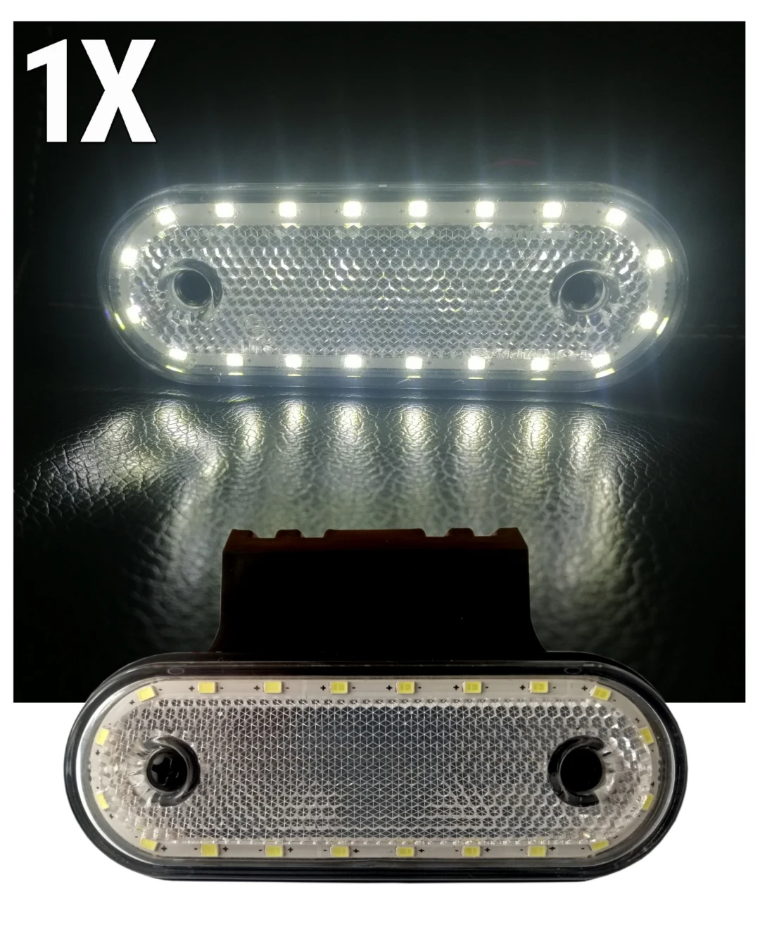 LED Диоден Габарит, Маркер, Токос Със Стойка, Бял, 20 Диода, 12V - 24V За Камион, Бус, Ван, Ремарке, Каравана, Платформа