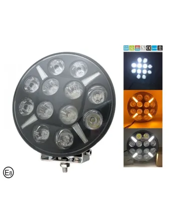 LED Диоден Халоген Фар Бял Оранжев Габарит Ø 218 мм 12V 24V 12 Диода за джип камион трактор багер