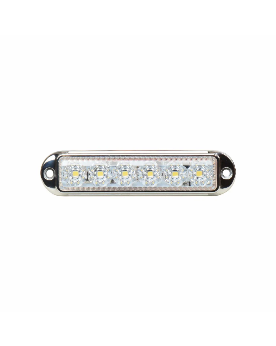 LED Габарит Маркер, 6 диода, хромирана рамка, Бял - 12V-24V