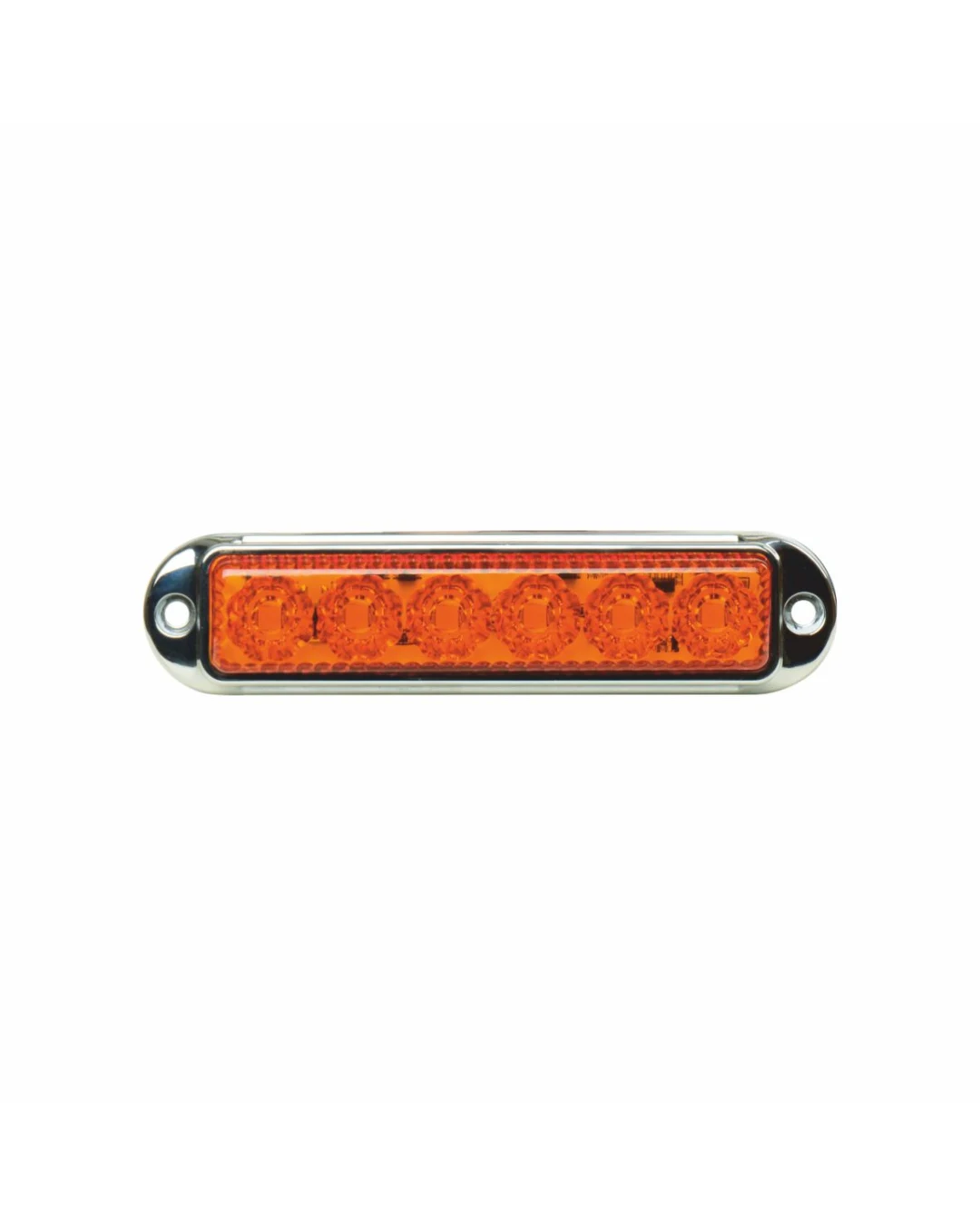 LED Габарит Маркер, 6 диода, хромирана рамка, Оранжев - 12V-24V