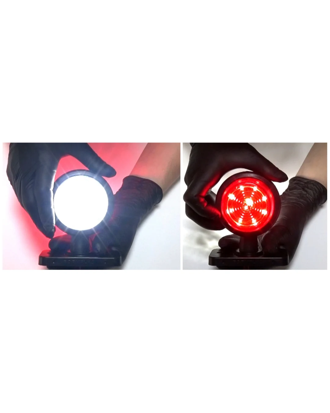 LED габарит маркер тип рогче 12V-24V, бяло-червено - за ремаркета, платформи, камиони и др.