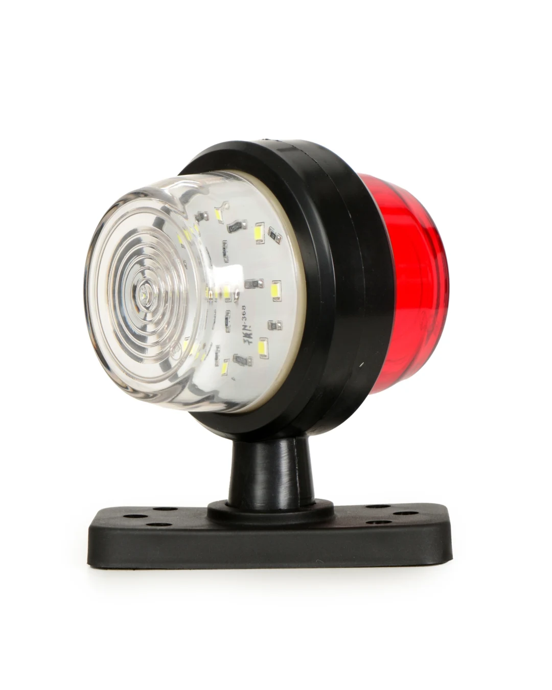 LED габарит маркер тип рогче 12V-24V, бяло-червено - за ремаркета, платформи, камиони и др.