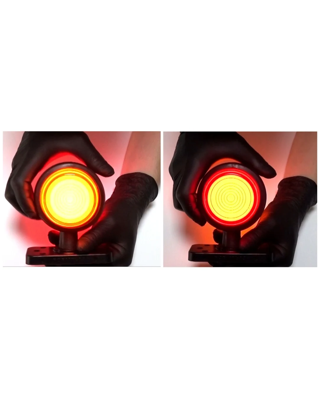 LED габарит маркер тип рогче 12V-24V, оранжево-червено, Неон ефект - за ремаркета, платформи, камиони и др.