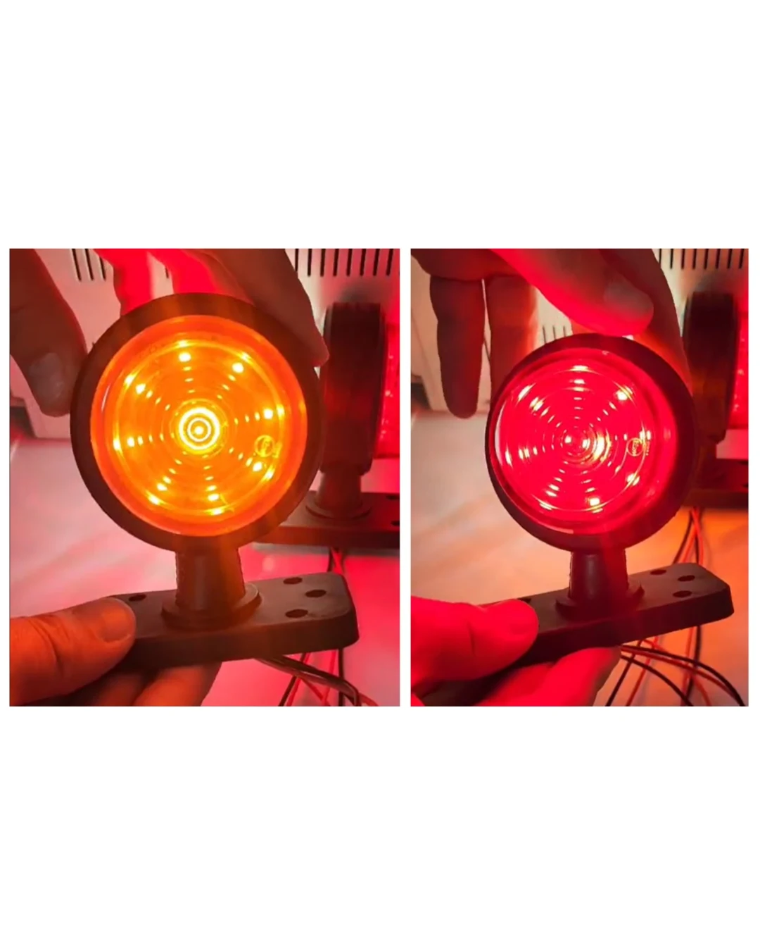 LED габарит маркер тип рогче 12V-24V, оранжево-червено - за ремаркета, платформи, камиони и др.